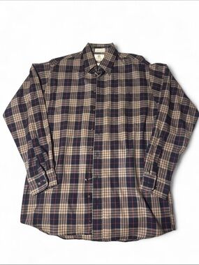 Men's Viyella Plaid Button-Up Shirt in Beige & Brown